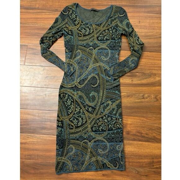 Peruvian Connection Kashmiri Tapestry Boho long sleeve sweater dress - Picture 1 of 5